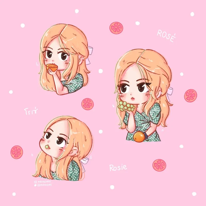 Tải ngay bộ ảnh rose blackpink chibi đẹp lung linh