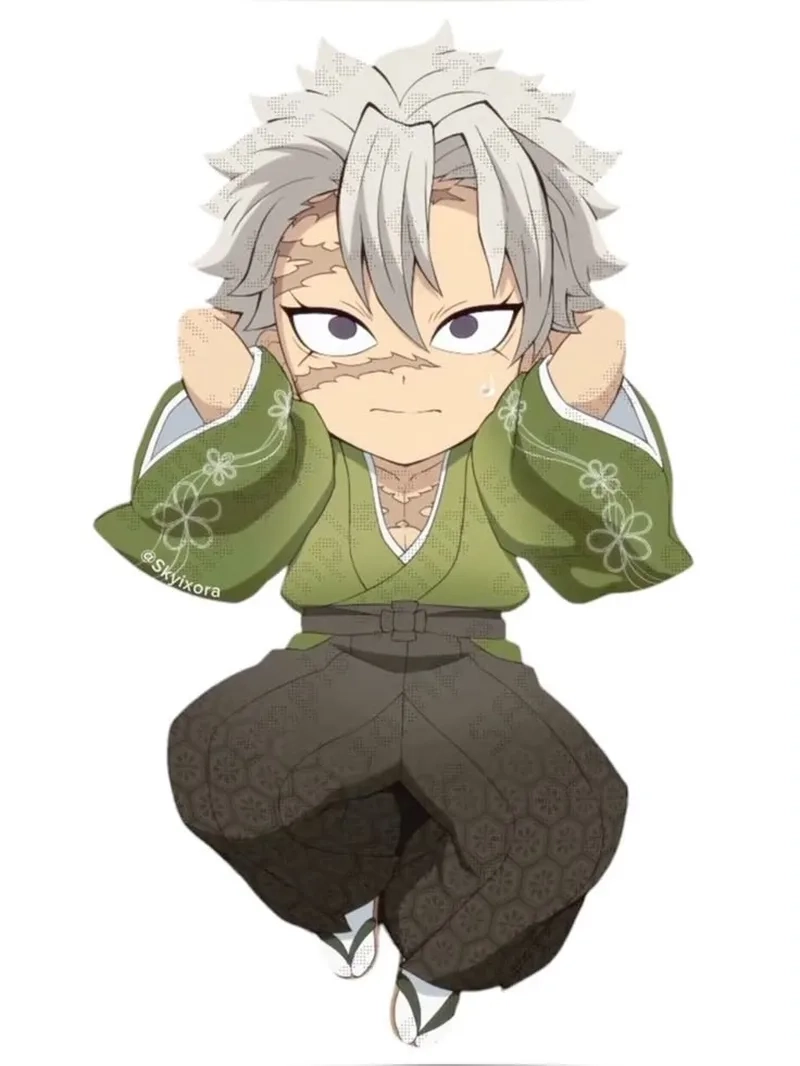 Shinazugawa Sanemi chibi mang đến vẻ dễ thương nhưng không thiếu phần mạnh mẽ