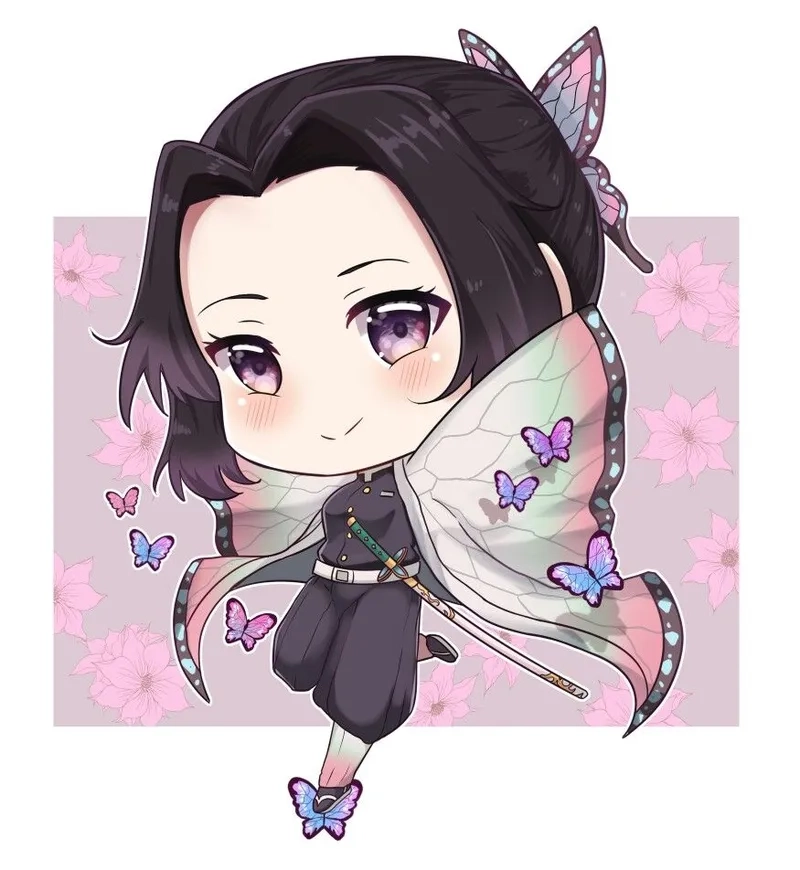 Fanart crossover độc đáo Douma x Shinobu chibi