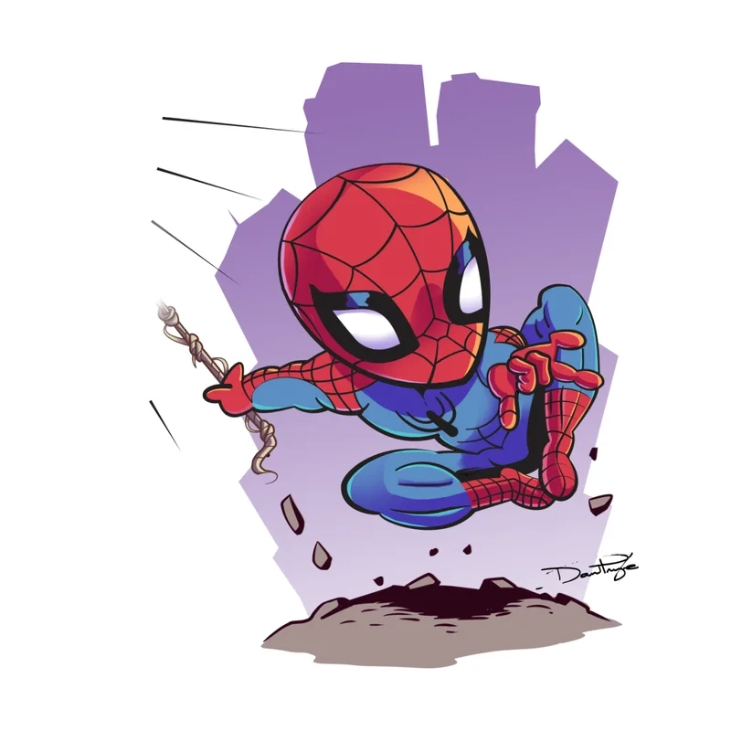 Góc ảnh nghệ thuật anh spider man chibi cực chất