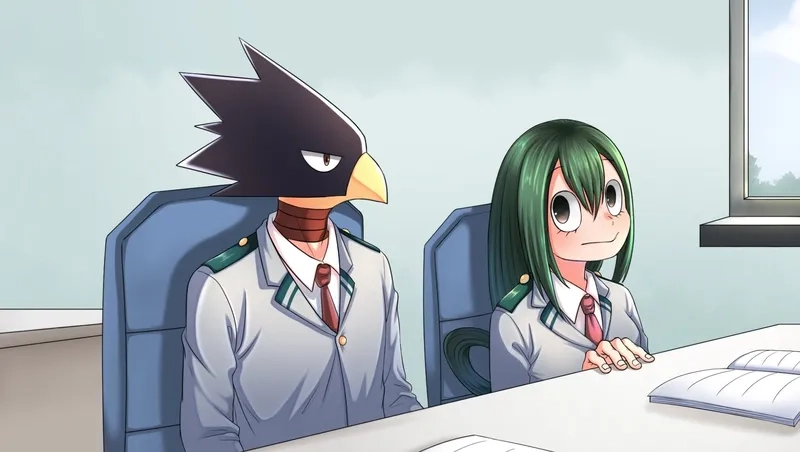 Những cảnh hành động hấp dẫn của Tsuyu Asui x Fumikage Tokoyami