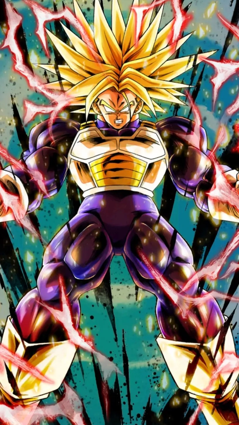 Super Saiyan 2 Trunks chiến đấu với tất cả sức mạnh trong trận chiến quan trọng