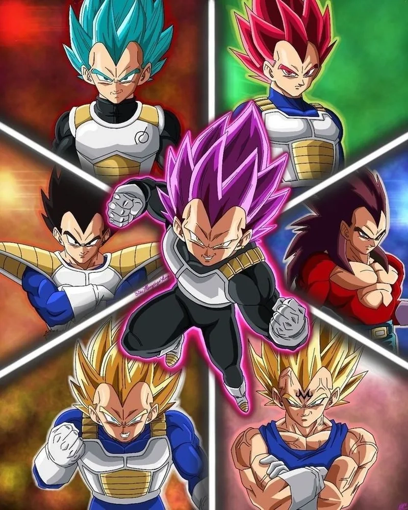Vegeta all forms thể hiện sự phát triển vượt bậc trong mỗi hình thức chiến đấu
