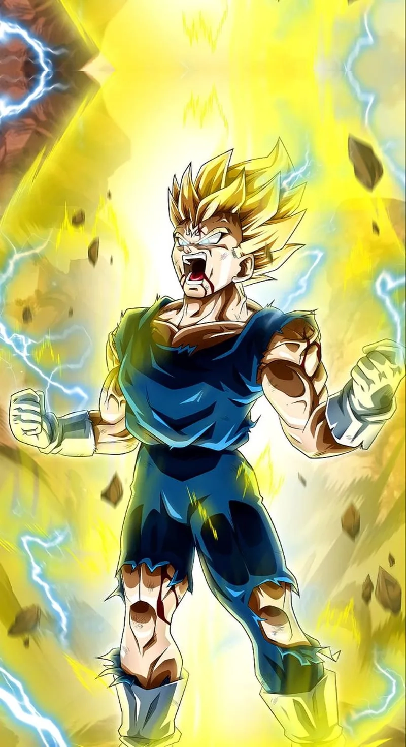 Vegeta angry thể hiện sự quyết tâm chiến đấu không gì có thể cản phá
