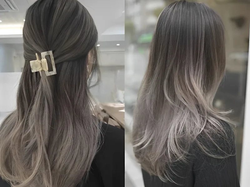 Nhuộm tóc nâu khói đẹp tự nhiên không cần makeup