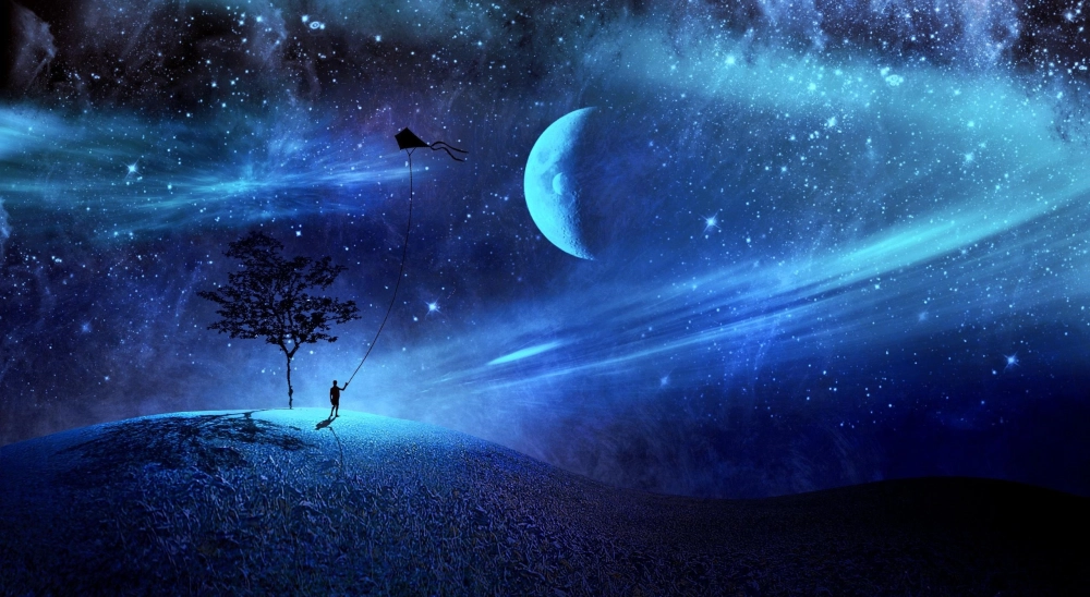 Hình ảnh bầu trời đêm trăng sao lãng mạn