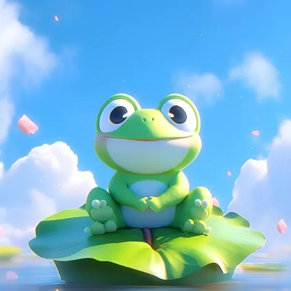 Hình ảnh con ếch cute tạo cảm giác đáng yêu và gần gũi.