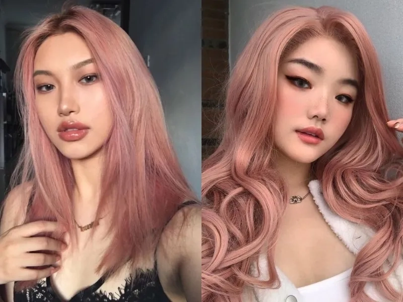 Tóc màu nâu hồng ngọt ngào dễ thương