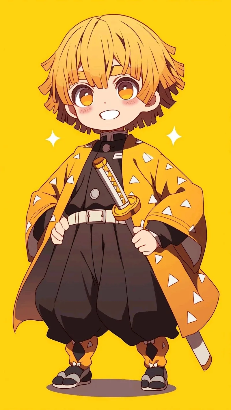 Zenitsu chibi ngầu thể hiện nét cá tính riêng của nhân vật.