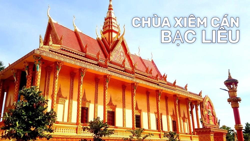 Kiến trúc chùa Xiêm Cán rực rỡ, chạm khắc tinh xảo.